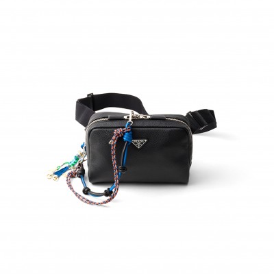 PRADA LEATHER SHOULDER BAG WITH CHARM 2VH181 (24*16.5*7cm)
